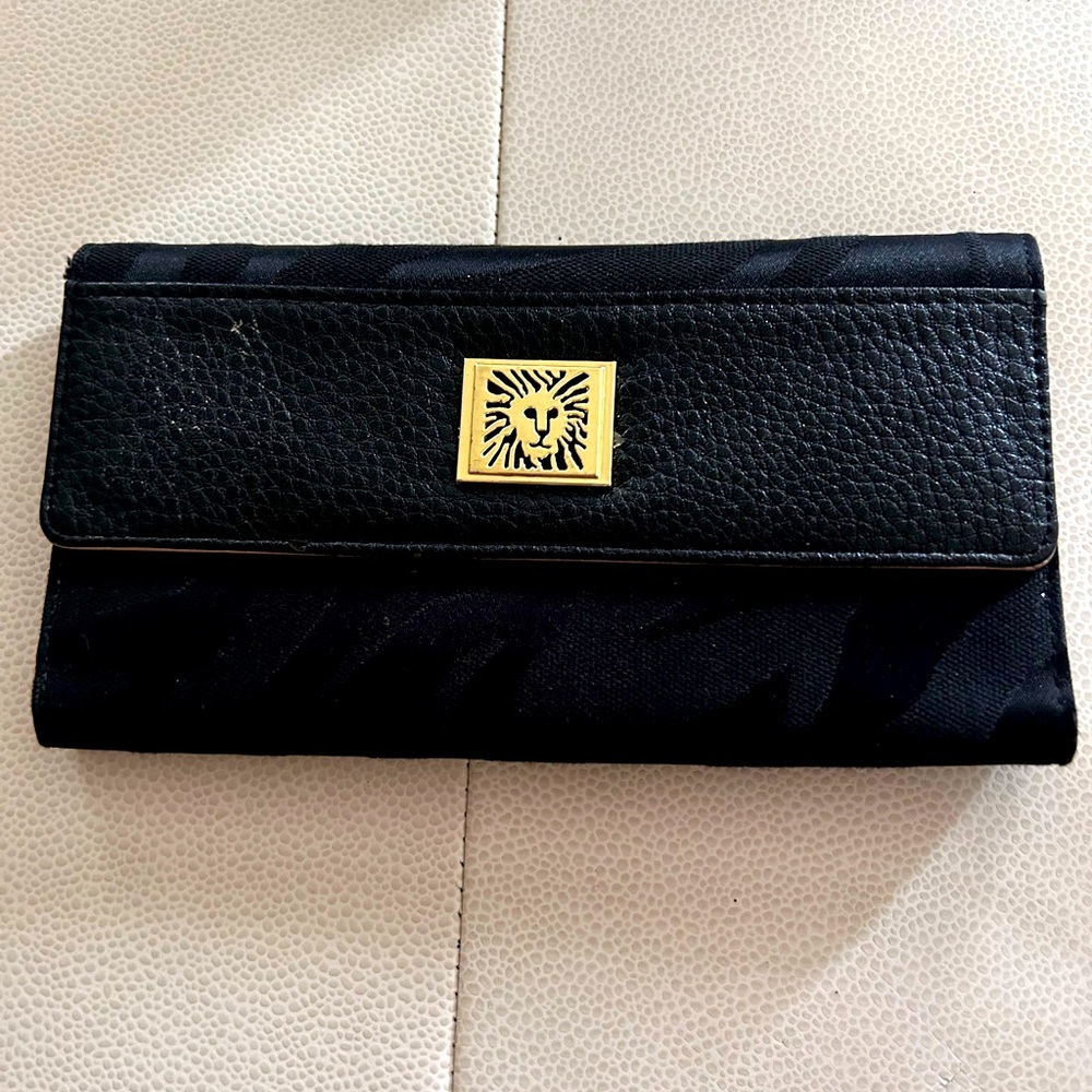 Anne Klein Wallet/Billfold/Clutch Gold Black Zebra Print Monochromatic